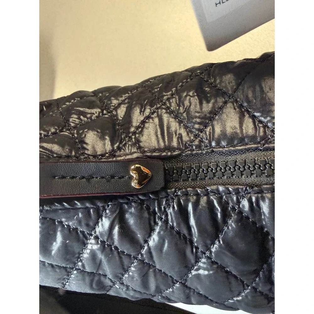 HeartLove by Charo Black Quilted Puffer Hobo Bag‎ Recycled Vegan Leather NWT